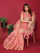 Pink Cotton Silk Thread Work Saree