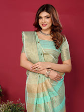 Sea Green Cotton Silk Thread Work Saree