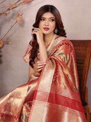 Red Kashmiri Zari work Saree