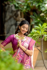 Pink Pure Cotton Printed Saree