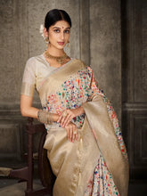 White Pashmina Banarasi Silk Saree