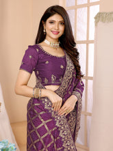 Wine Color Vichitra Silk Traditional Bandhani Silk Saree