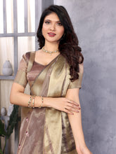 Wine Cotton Khadi Silk Saree with Sequence Work