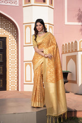 Yellow Cotton Silk Saree At Alagini
