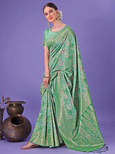 Teal Green Traditional Pure Cotton Saree
