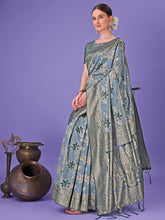 Grey traditional Cotton saree for festivals