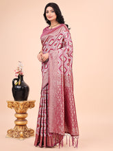Rani Pink Geometric Weaving Zari Cotton Saree