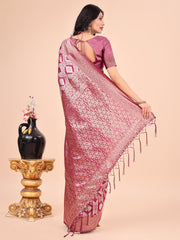 Rani Pink Geometric Weaving Zari Cotton Saree