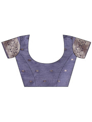 Navy Blue Geometric Weaving Zari Cotton Saree For Sangeet