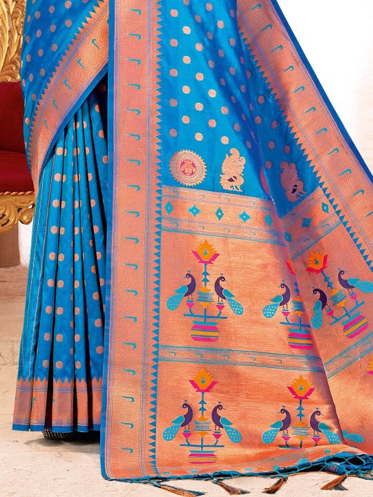 paithani Silk Saree with zari handloom work for women