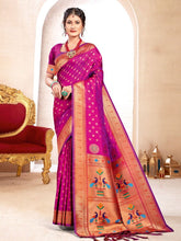 Purple Paithani Silk Zari handloom saree for Function and Festivals