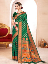 Green handloom Paithani Silk Saree For mehndi Function