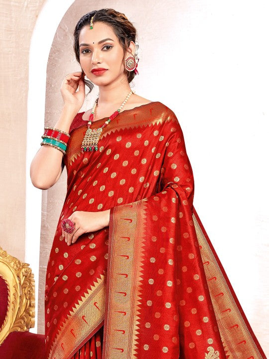 Red Navratri Paithani Silk Saree For women