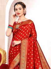 Red Handloom Weaving Zari Paithani Silk Saree