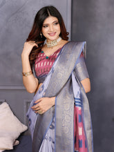 Blue Dola Jacquard Geometric Check Pattern Digital Print