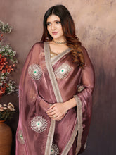 Wine Designer Chiffon Saree with Gotta Patti Work