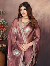 Wine Designer Chiffon Saree with Gotta Patti Work