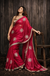 Rani Pink Chiffon Silk Saree