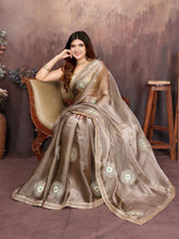 Grey Designer Chiffon Saree with Gotta Patti Work