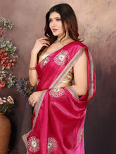 Rani Pink Designer Chiffon Saree with Gotta Patti Work