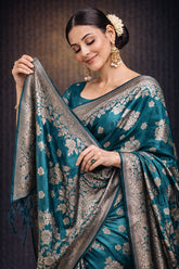 Rama Banarasi Silk Gold Zari work Saree