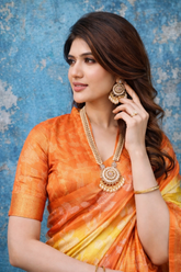 Orange Dola Silk Bandhani Printed Saree