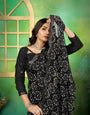 Black Georgette Bandhani Mirror Work Saree