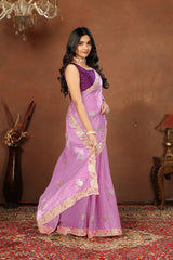 Purple Embroidery siquance jimmi chhoo barbaric saree with  Blouse