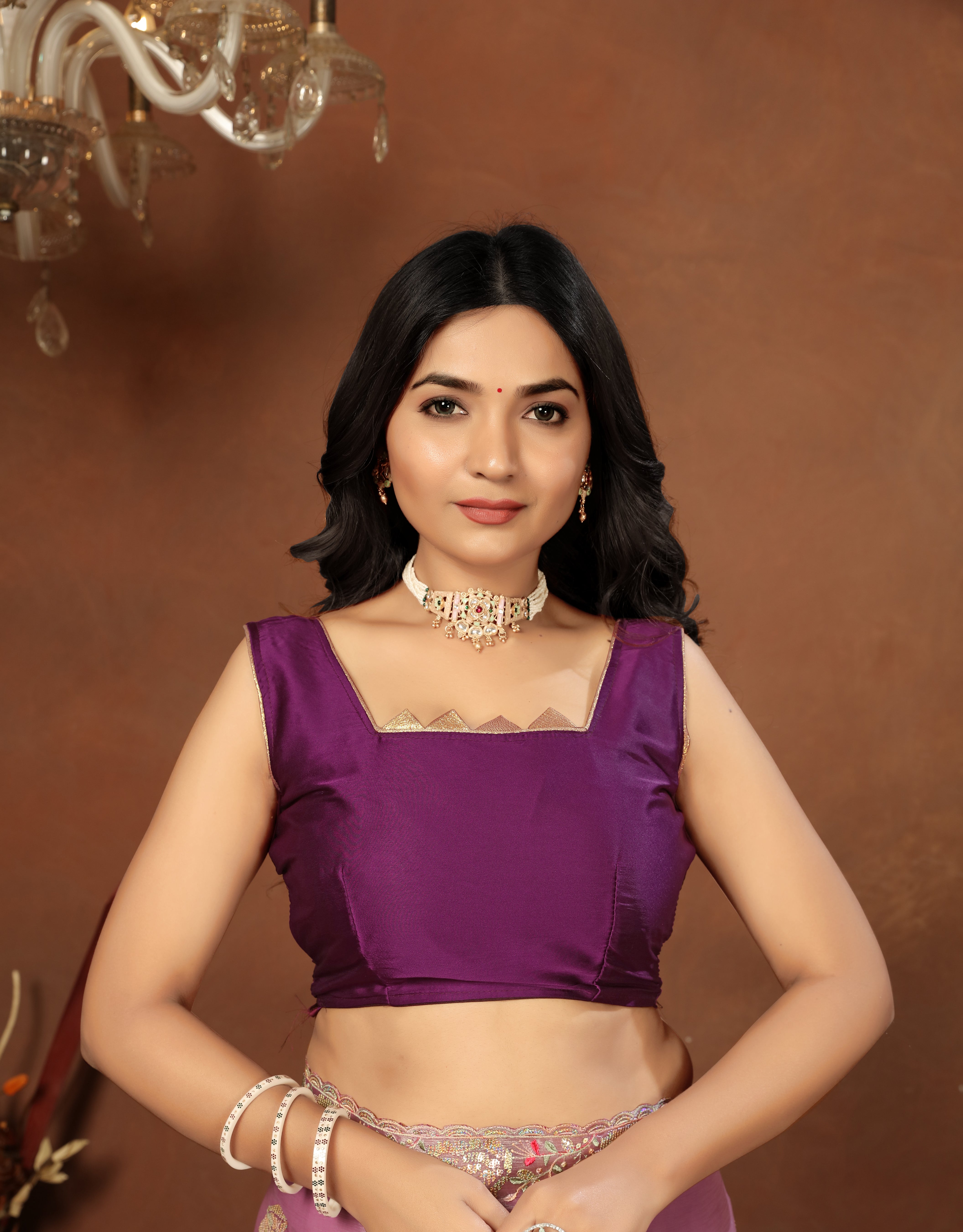 Purple Embroidery siquance jimmi chhoo barbaric saree with  Blouse