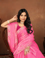 Light Pink Embroidery siquance jimmi chhoo barbaric saree with  Blouse