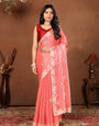 Red Embroidery Sequence Jimmy Choo Barbaric Saree With  Blouse