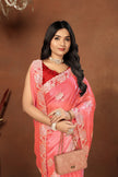 Red Embroidery Sequence Jimmy Choo Barbaric Saree With  Blouse