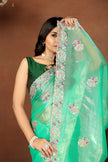 Green Embroidery Sequence Jimmy Choo Barbaric saree with  Blouse