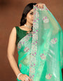 Green Embroidery siquance jimmi chhoo barbaric saree with  Blouse