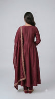 Wine Vichitra Silk Stitched Suit