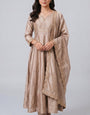 Cream Vichitra Silk Stitched Suit