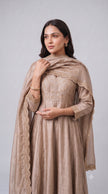 Cream Vichitra Silk Stitched Suit