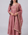 Rose Pink Vichitra Silk Stitched Suit