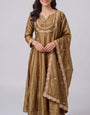Gold Vichitra Silk Stitched Suit
