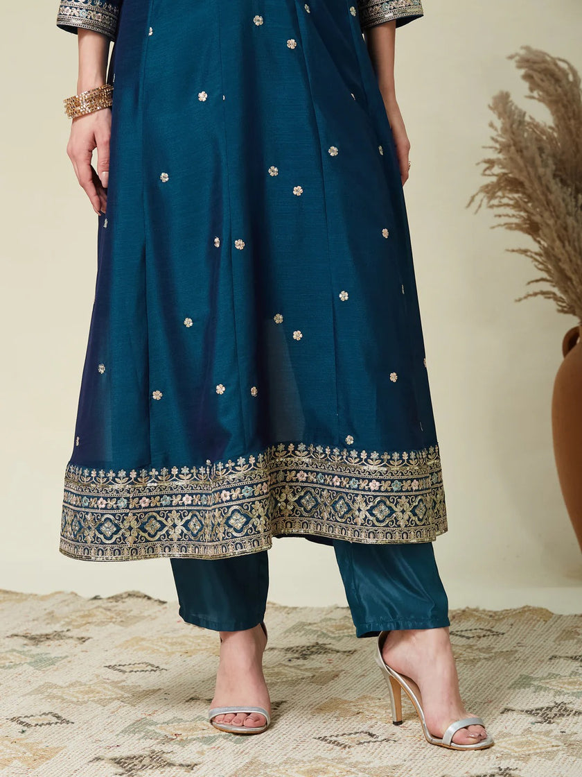 Royal Blue Silk Stitched Suit