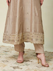 Beige-Purple Silk Stitched Suit