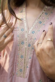 Pink-Blue Silk Stitched Suit