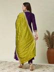 Purple-Green Silk Stitched Suit