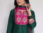 Emerald Green Silk Blend Embroidered Stitched Suit Set