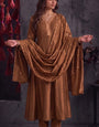 Brown Vichitra Silk Stitched Suit