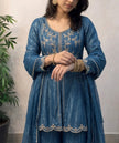 Blue Shimmer Crunchy Silk Stitched Suit