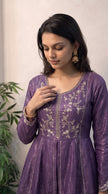 Purple Shimmer Crunchy Silk Stitched Suit