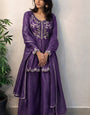 Purple Shimmer Crunchy Silk Stitched Suit