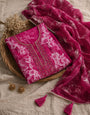 Rani Pink Organza Unstitched Suit Set