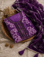 Purple Organza Unstitched Suit Set